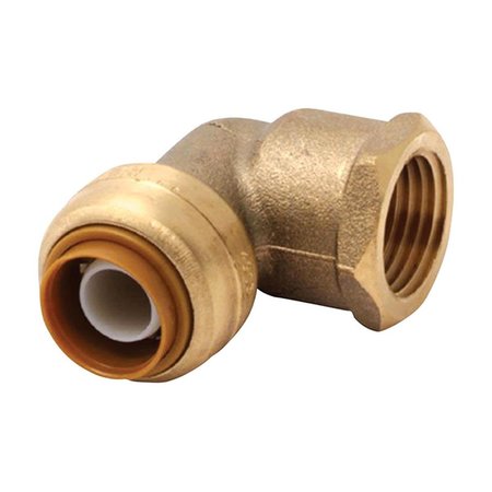 FAST FANS 0.75 in. Push x 0.75 Dia. FNPT Brass 90 deg Plus to Connect Elbow FA1681590